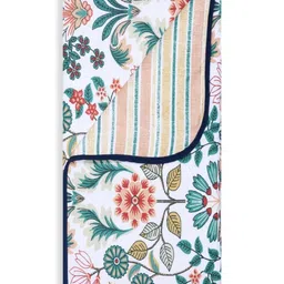 Cloth Fusion White & Green Floral Summer Single Bed Dohar-image-67