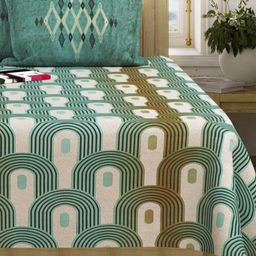 San Marino Green & White Printed Cotton 350 TC Queen Bedsheet Set- 2.54 m x 2.28 m-image-30