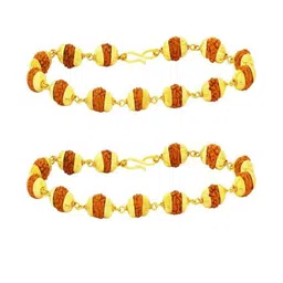 Divine souvenirs Unisex Set Of 2 Gold Plated Rudhraksh Link Bracelets-18