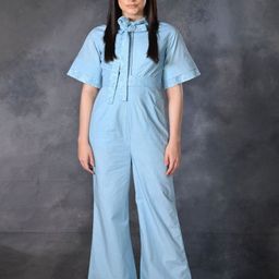OMBRELLO Linen Basic Jumpsuit with Lace Inserts-picture-45