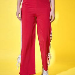 BUY NEW TREND Women Mid Rise Relaxed Fit Track Pants With Side Stripes-image-117
