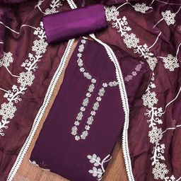 DIVASTRI Floral Embroidered Unstitched Dress Material-picture-1