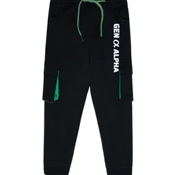 Nino Togs Boys Typographic Printed Cotton Joggers-image-4