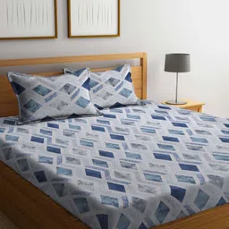 Myntra Elegant Homes Grey Printed Pure Cotton 400 TC King Bedsheet Set 2.50m x 2.25m-picture-42