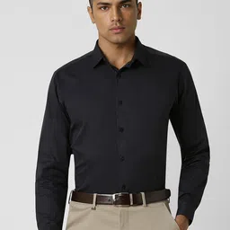 V Dot Men Spread Collar Vertical Striped Cotton Slim Fit Formal Shirt-image-56