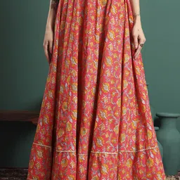 KALINI Printed Flared Maxi Skirts-45