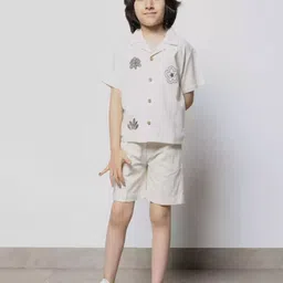 aon fashion Boys Embroidered Pure Cotton Shirt With Shorts-image-40