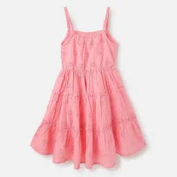 Blue Giraffe Girls Cotton Embroidered Fit & Flare Midi Dress-16