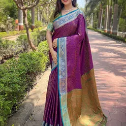 all about you Woven Design Zari Pure Silk Kanjeevaram Saree-image-57