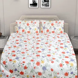 FABINALIV White & Yellow Printed Reversible Double King Bed Covers-image-68