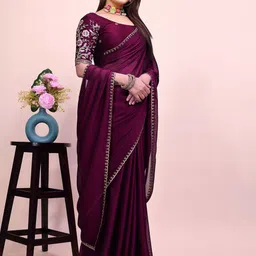 K 5 Fashion Embroidered Pure Chiffon Saree-22