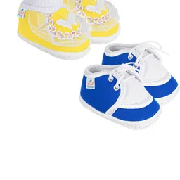 NESKA MODA 0 To 6 Month 2 Pair Set Newborn Baby Unisex Soft Skin-Friendly Cotton Lace Shoes Booties-12