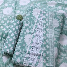 Meena Bazaar Floral Printed Thread Work Unstitched Dress Material-64