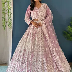 MISS CLOTHING Embellished Sequinned Ready to Wear Lehenga & Unstitched Blouse With Dupatta-picture-35