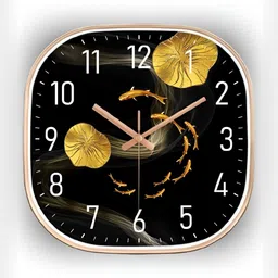 Star work Black & Yellow PrintedAnalogue Square Shaped Contemporary Wall Clock-image-44