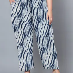 Indietoga Women Printed Plus Size Comfort Easy Wash Trousers-image-76