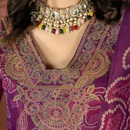 Anouk Floral Embroidered Regular Thread Work Straight Kurta With Trousers & Dupatta image 2