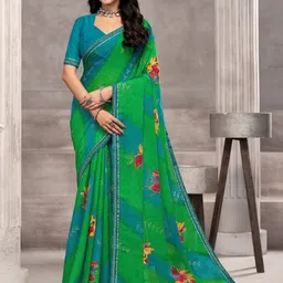 LeeliPeeri Designer Floral Pure Chiffon Saree-picture-34