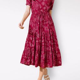 Femvy Women V-Neck Ethnic Motifs Fit & Flare Midi Dress-picture-28