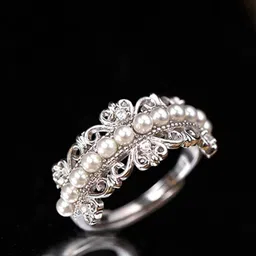 StyleCast Elegant Silver-Plated Pearls Finger Ring-45