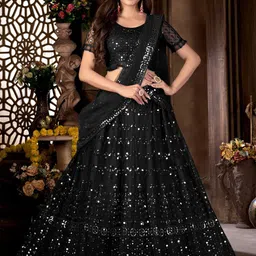VARNI FABRICS Embroidered Semi-Stitched Lehenga & Unstitched Blouse With Dupatta-picture-12