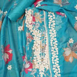 SHADOW & SAINING Floral Printed Thread Work Modal Cotton Unstitched Dress Material-image-11