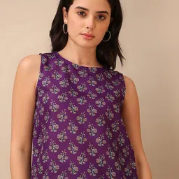 OBSHIVKA Women Floral Print Boat Neck Sleeveless Cotton Top-image-85