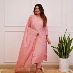 KALINI Women Floral Embroidered Regular Thread Work Kurta with Trousers & With Dupatta-56