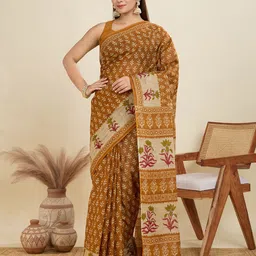 SHANVIKA Ethnic Motifs Printed Pure Cotton Saree-image-31