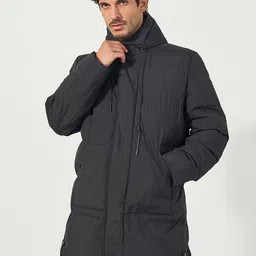 Styli Men Longline Hooded Puffer Parka Jacket with Drawstring Tape Detail-image-50