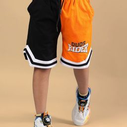 WEARDUDS Unisex Kids Colourblocked Mid-Rise Cotton Shorts-picture-41
