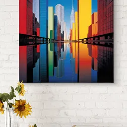 Myntra Elegant Homes Red & Blue Printed Canvas Wall Art-picture-7