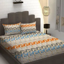 YaAkholic Multicoloured 210 TC Queen Bedsheet with 2 Pillow Covers-image-24