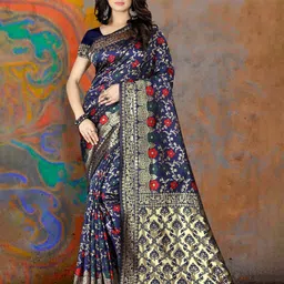 F FASHION Ethnic Motifs Woven Design Zari Pure Silk Banarasi Saree-image-84