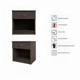 SIVOM Brown Termite Proof Moisture Resistant Rectangular Bedside Table image 2
