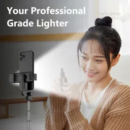 BUFONA Bluetooth Selfie Sticks with Remote&Selfie Light, 3in1 Selfie Stick Tripod Stand Tripod, Tripod Kit, Monopod, Monopod Kit, Tripod Clamp image 5