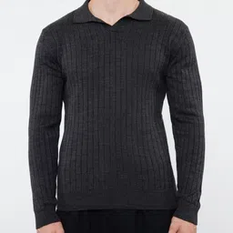Trendyol Men Solid Shirt Collar Sweatshirt-image-75