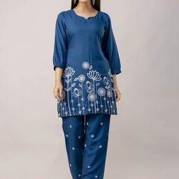 TRENDSWILL Women Floral Embroidered Regular Thread Work Kurta with Trousers-picture-54