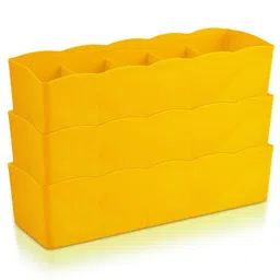 Kuber Industries Yellow 3 Pieces Regular Drawer Organisers-30