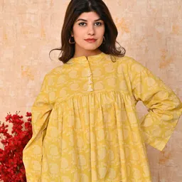 ISHWAR Floral Printed Pure Cotton Anarkali Kurti-image-47