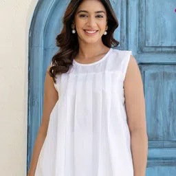 GULABOSITABO Women Solid Pleated Sleeveless Cotton Top-picture-24