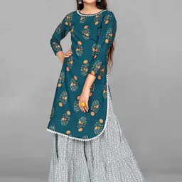 BAESD Girls Floral Printed Regular Kurta with Sharara-image-79