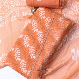 Meena Bazaar Floral Printed Thread Work Unstitched Dress Material-53