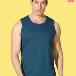 WOOSTRO Pack Of 2 Printed Combed Cotton Gym Vests VWS26(98 PEACH)(PLAIN PEACOCK)-image-92