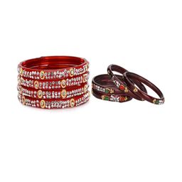SOMIL Set of 8 Red Alloy Bangles-image-93