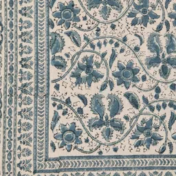 Fabindia Blue Floral Cotton 8-Seater Table Cover with Embroidered details-58