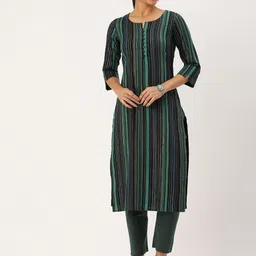 KALINI Striped Straight Kurta with Trousers-picture-27