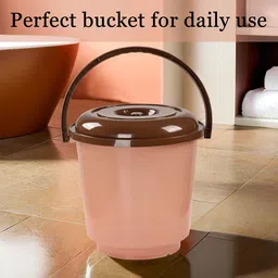 Kuber Industries Peach-Coloured & Brown Lightweight Bucket 1 L image 3