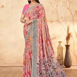 Mitera Floral Poly Georgette Saree-image-94