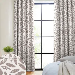 Nefertiti Home Tan 2 Pieces Floral Printed Room Darkening Door Curtains-picture-9